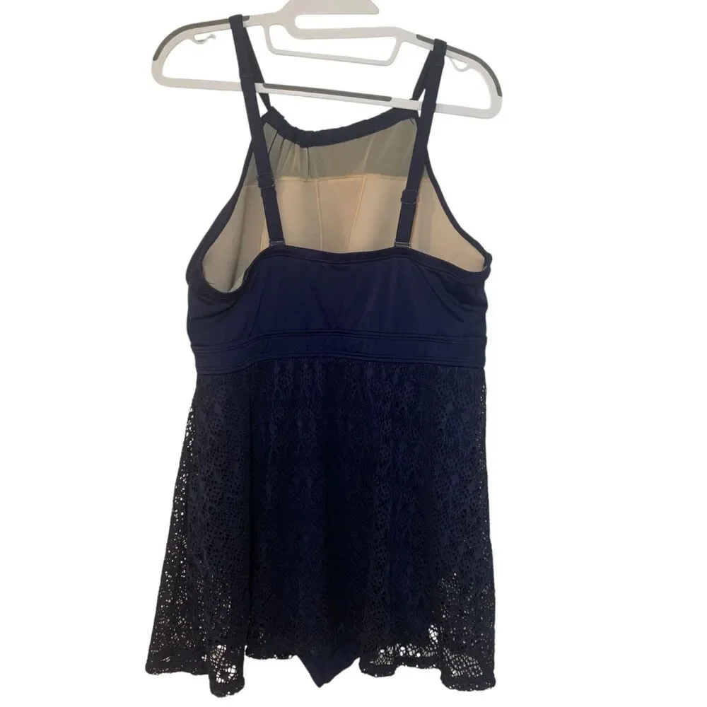 Swim By Cacique Navy Blue Lace Crochet Swim Dress 16 Outdoors Beach Resort